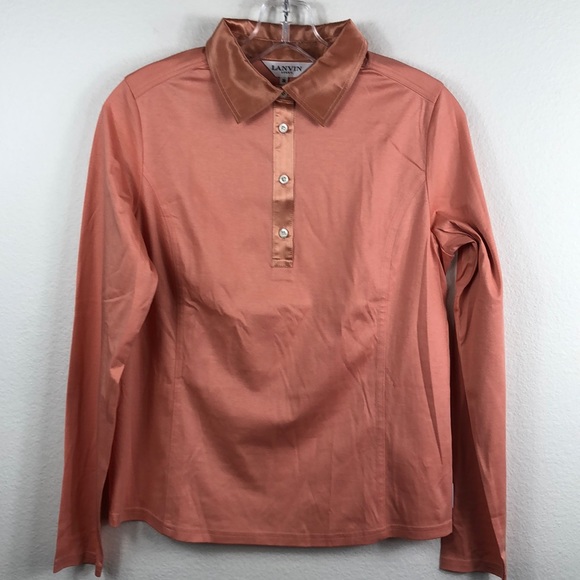 Lanvin Sport Collared Pullover Peach Shirt 38 8-10 - Picture 2 of 9